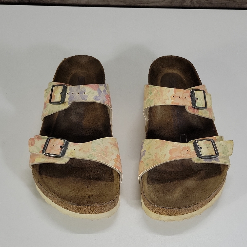 Birkenstock Floral Double Strap Buckle Sandal - Pastel Multi Sz 40 L9 M7